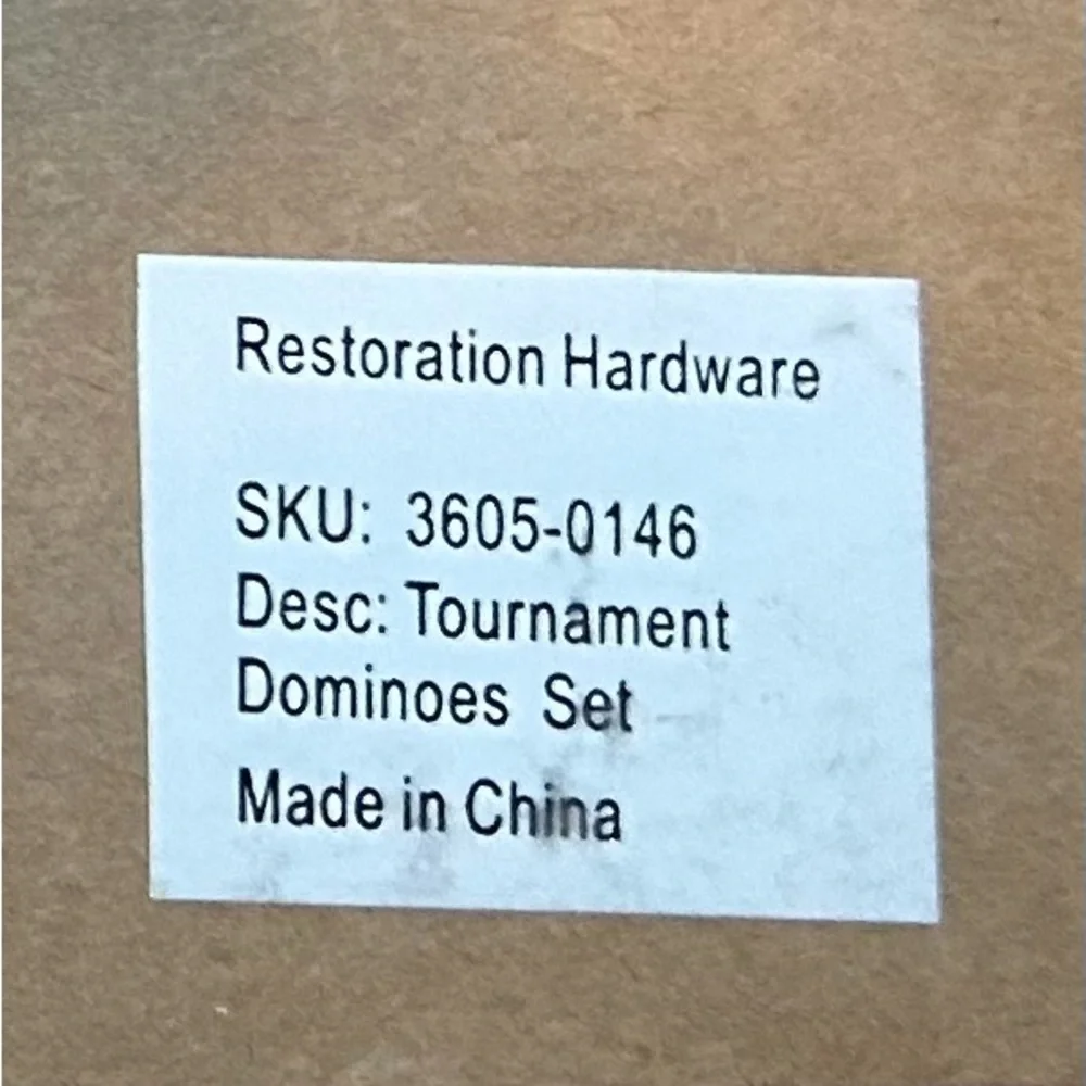 Restoration Hardware NIB Dominoes Set beautifully stored in a Mahogany Box